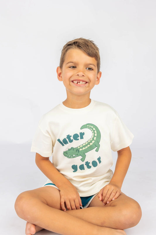 Later Gator Alligator Cotton Toddler Short Sleeve Shirt Tee Emerson and Friends