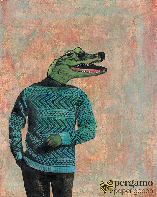 Alligator Retro 8x10" Art Print - Gifts for Men