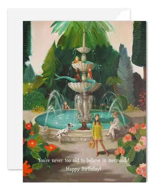 Selfie At The Mermaid Public Fountain Card JANET HILL STUDIO