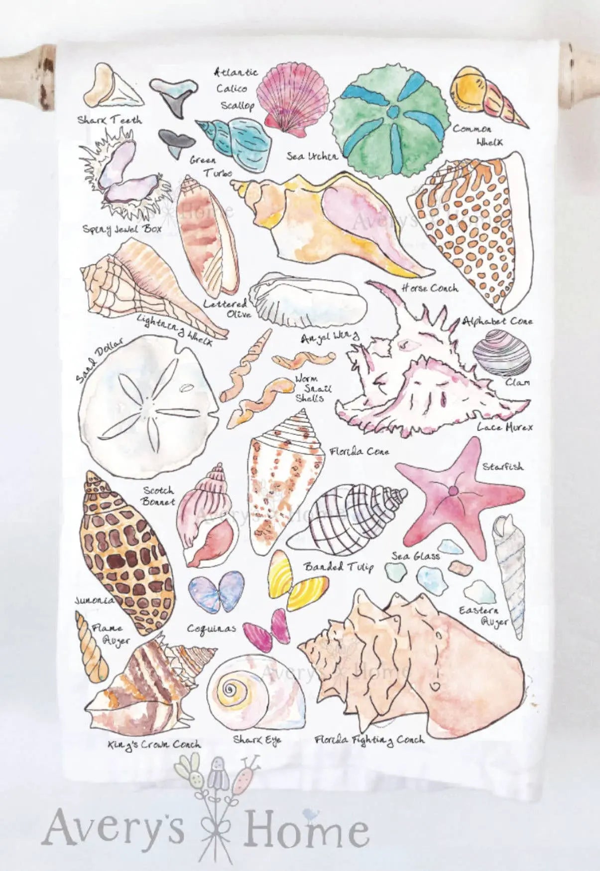 Sea Shell Collector Ocean Beach Tea Towel Avery's Home