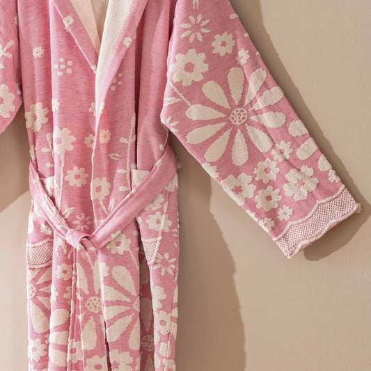 Blue Daisy Bathrobe Turkish Cotton Quick dry Resort Robe Kikoya
