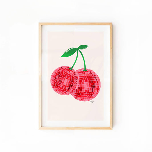Disco Ball Cherries - Art Print Framed