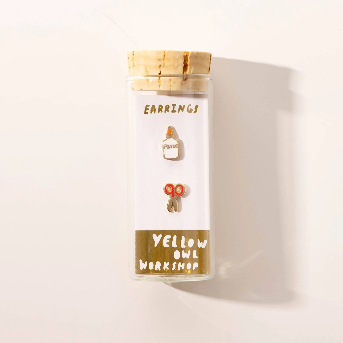 Paste and Scissors Earrings - Gold Teacher Statement Studs Yellow Owl Workshop