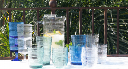 Stacking Beaded Goblet Shatterproof Plastic Drinkware Set of 4 Clear, cobalt blue, or sea green Abode Homewares by TarHong