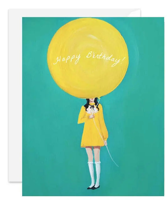 Nothing Is Happier Than A Yellow Balloon Birthday Card JANET HILL STUDIO