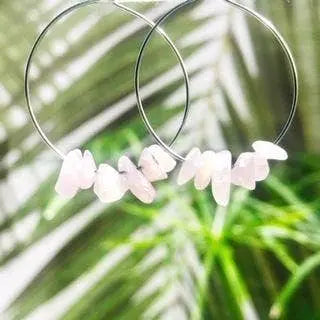 Rock Candy ~ Rose Quartz Hoops SALTY CALI