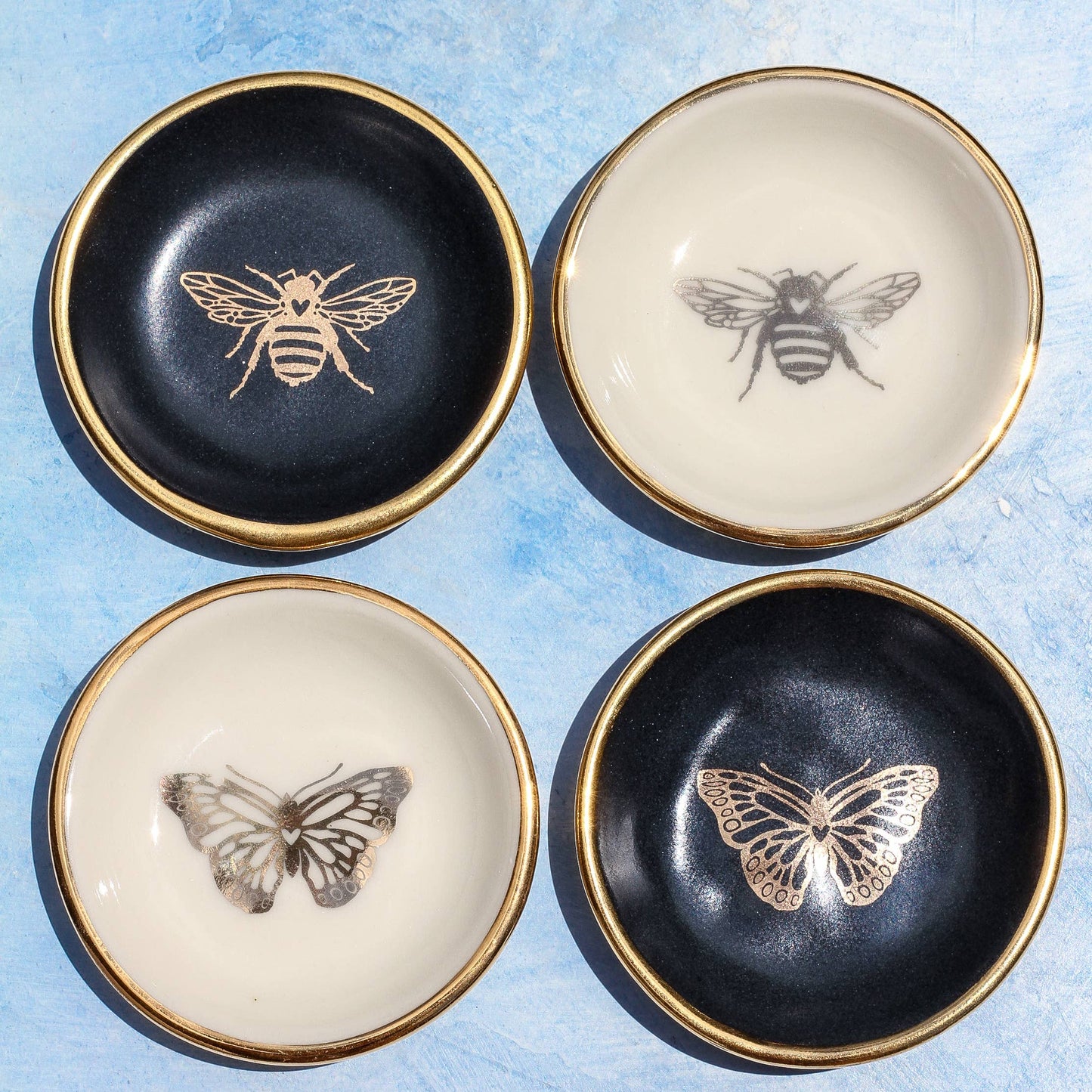 Gold Butterfly Ring Dish | Handmade Pottery Trinket Holder Apricity Ceramics