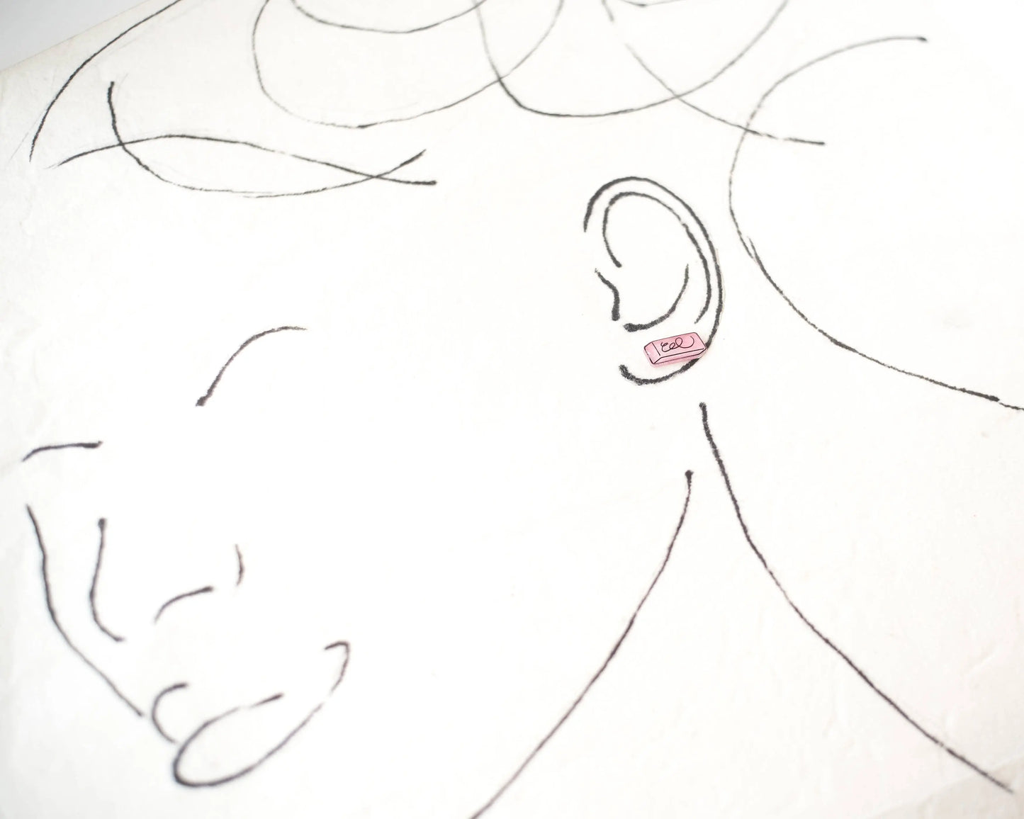 No.2 Pencil + Pink Eraser Stud Earrings Poptone Co.