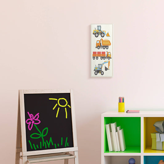 Construction Vehicles Playful Bulldozer Dump Truck Wall Art