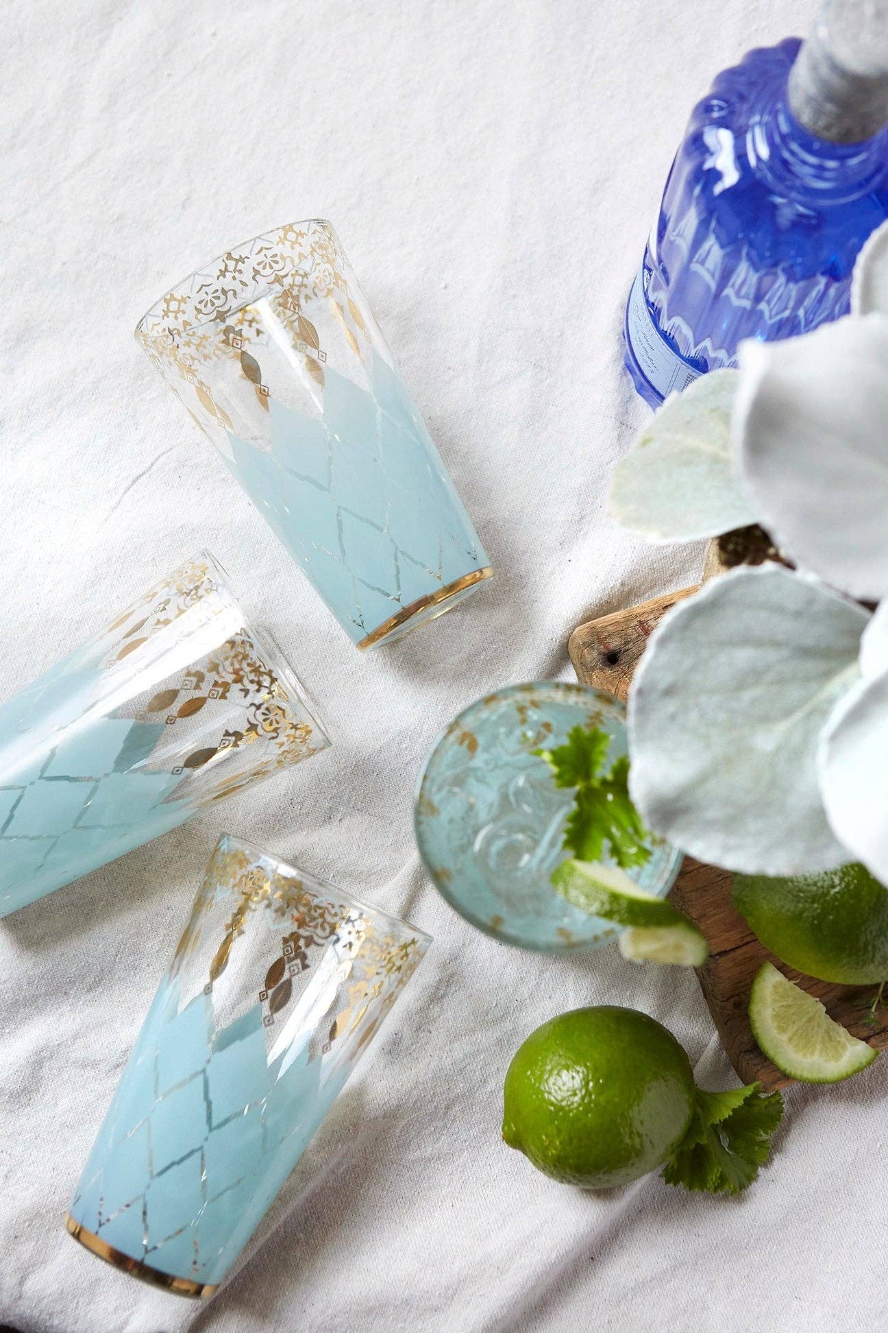 Patina Vie Opal Rain Tall Glass, S/4 Patina Vie