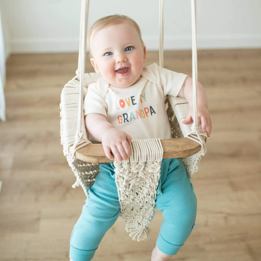 Baby graphic organic onesie | love grandpa Finn + Emma