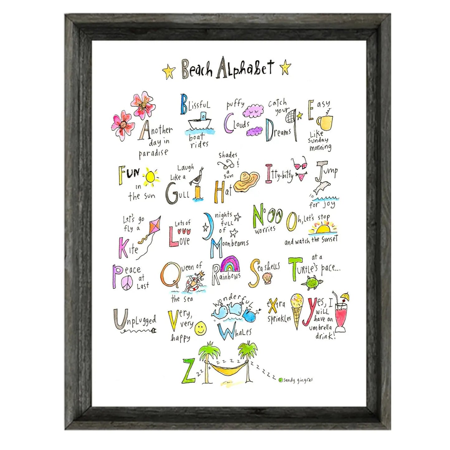 'Beach Alphabet' A-Z Beach Wall Art by Sandy Gingras. LOCAL PICKUP ONLY Sweet Gumball Inc.