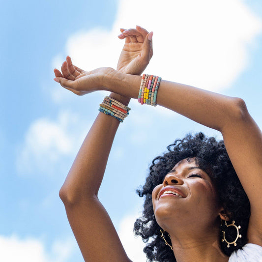 Purple Stretch Grace Half and Half Color Block Stretch Bracelet Port