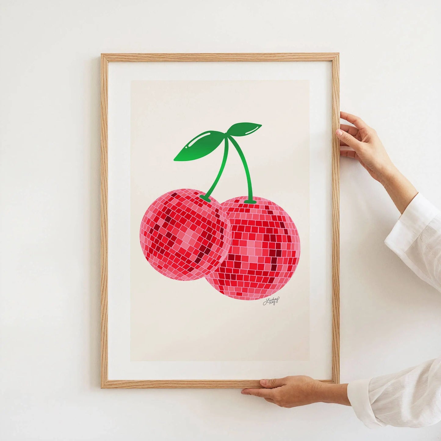 Disco Ball Cherries - Art Print Framed Lindsey Kay Collective
