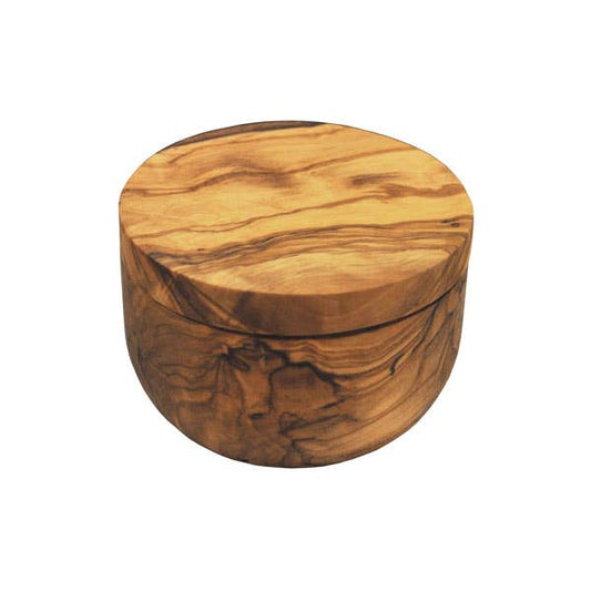 Olive Wood Salt Cellar With Pivoting Magnetic Lid Naturally Med Inc.