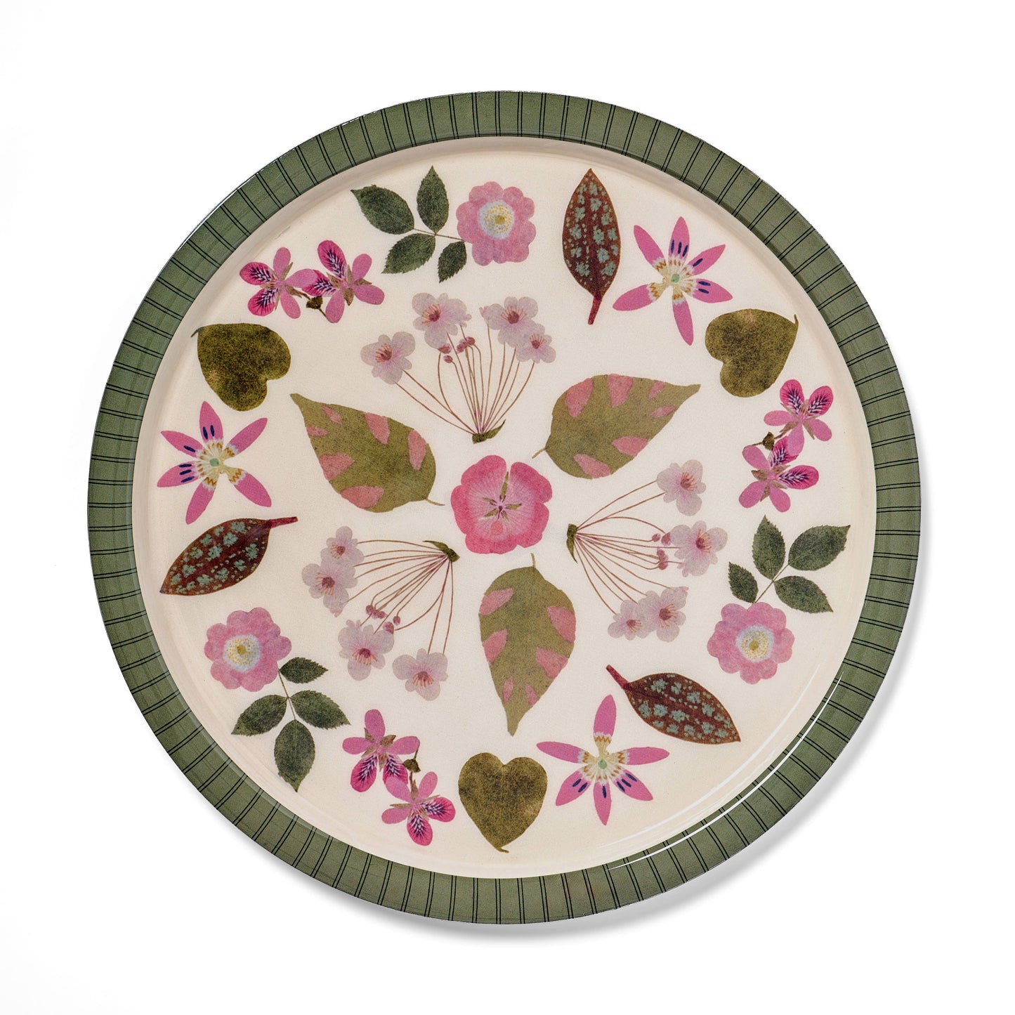 Large Round Enamel Serving Tray - The Living Herbarium Roomytown Inc