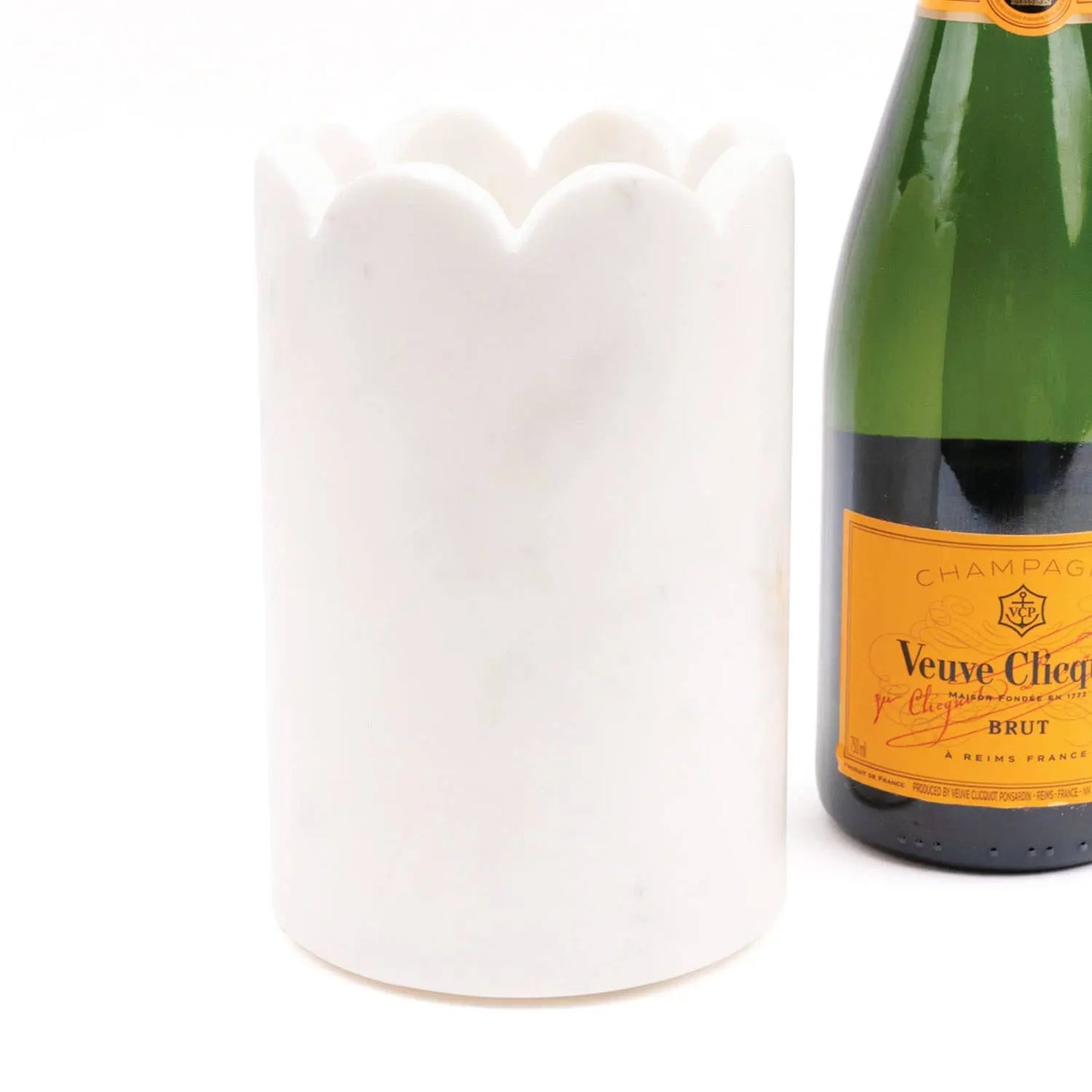 White Marble Scalloped Wine & Champagne Chiller 8 Oak Lane