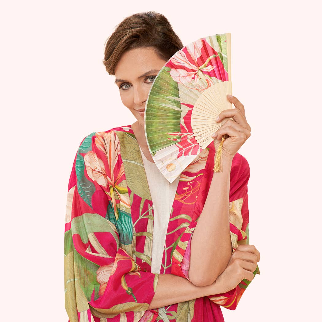 Tropical Kimono Gown in Dark Rose Powder Design inc - US
