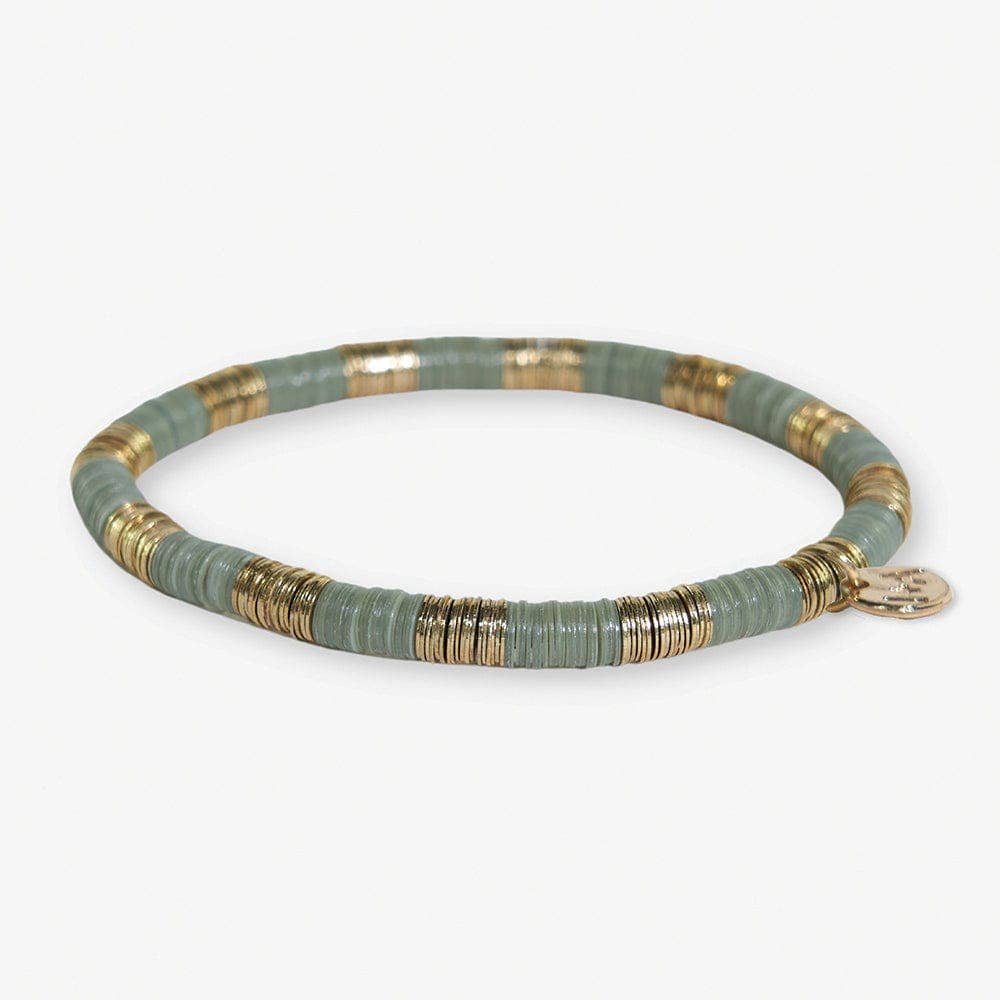 Mint Gold Grace Two-Color Block Sequin Stretch Bracelet Mint Green and Gold INK + ALLOY