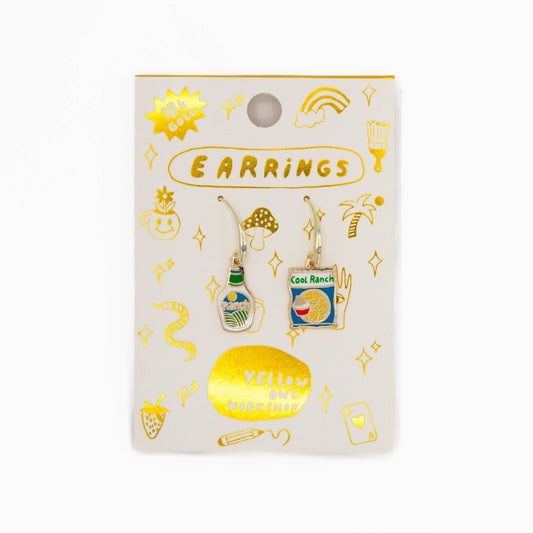Cool Ranch Dressing Earrings - Gold Junk Food Jewelry