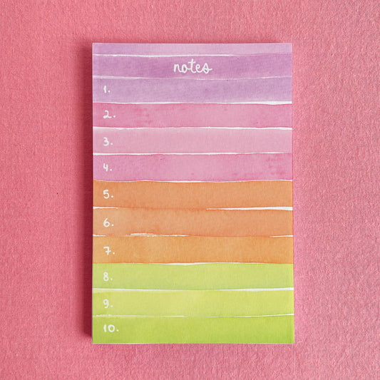 Colorblock Watercolor Stripes Notepad | Numbered Notepad