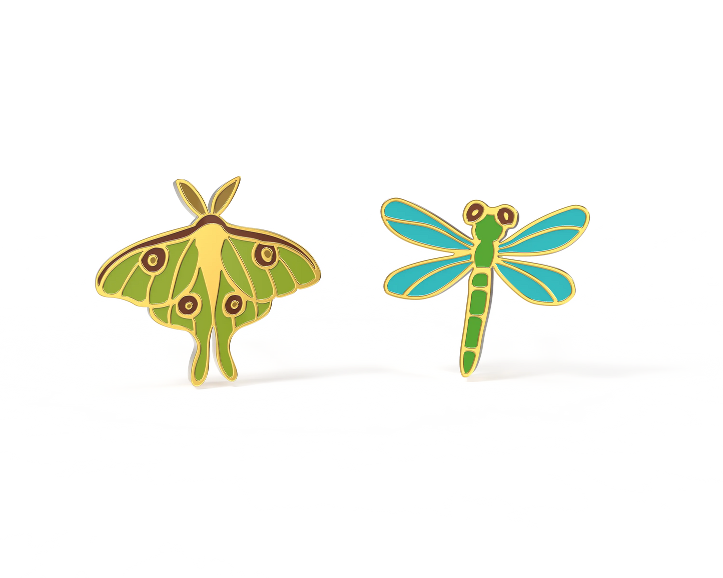Luna Moth & Dragonfly Earrings Yellow Owl Workshop