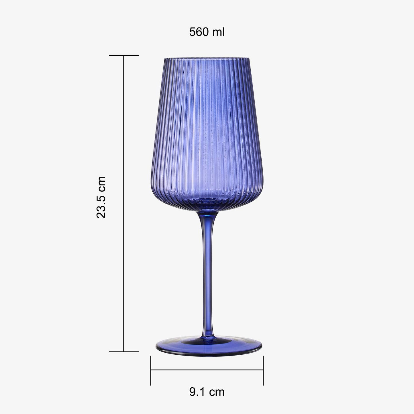 Ribbed Bright Colored Wine Glass Set of 6 - 19 OZ The Wine Savant / Khen Glassware