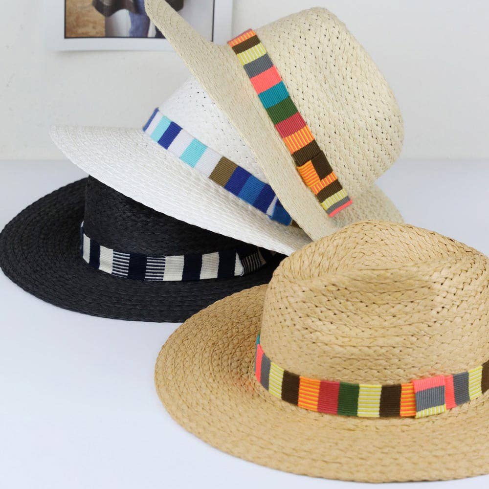 Multi Color Stripe Band Straw Hat Sensibling Corp.