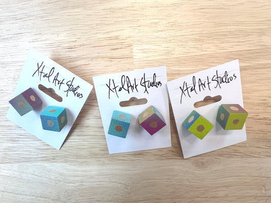 Xtal Earrings Square Green