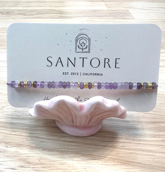 Amethyst Linea Beaded Stretch Bracelet Santore Jewelry