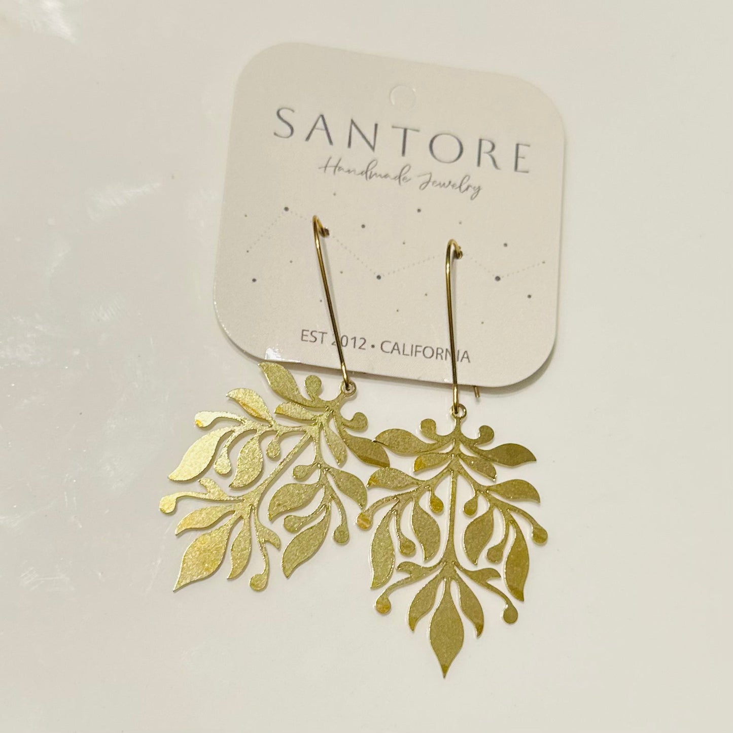 Garden Motif Brass Botanical Earrings Santore Jewelry