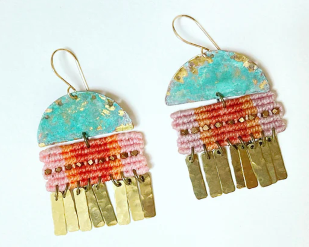 Patina Brass Luce Earrings Amira Jewelry