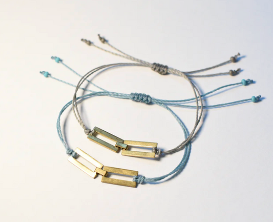 Vintage Brass Links Friendship Bracelet Blue Amira Jewelry