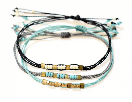 Art Deco Friendship Bracelets turquoise+coral beads Amira Jewelry