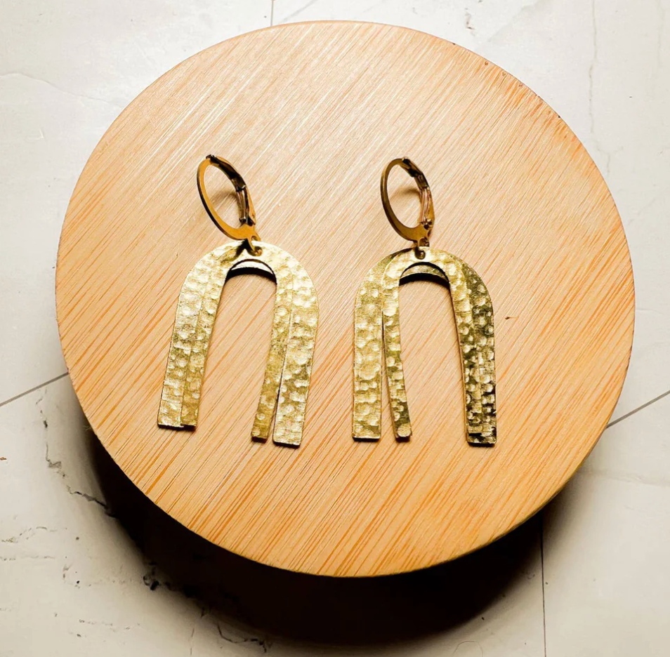 Double Rainbow Brass Arch Earring Santore Jewelry