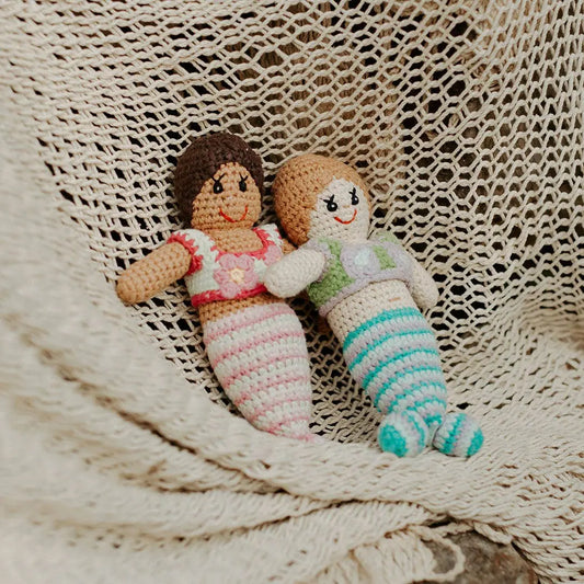 Handmade Mermaid Rattle in Turquoise Pebble
