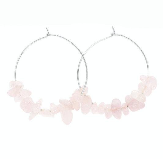 Rock Candy ~ Rose Quartz Hoops SALTY CALI
