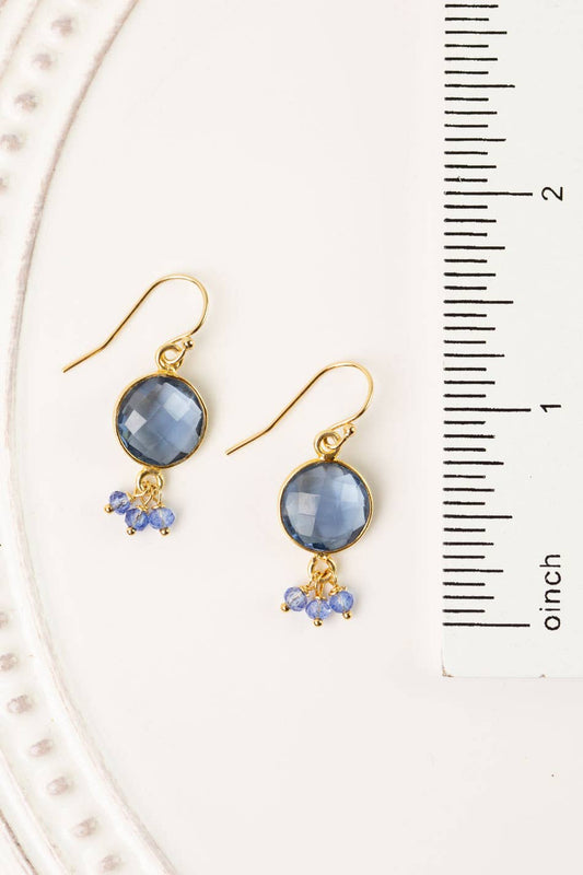 Forget Me Not Gold Plated Faceted Iolite Cluster Earrings
