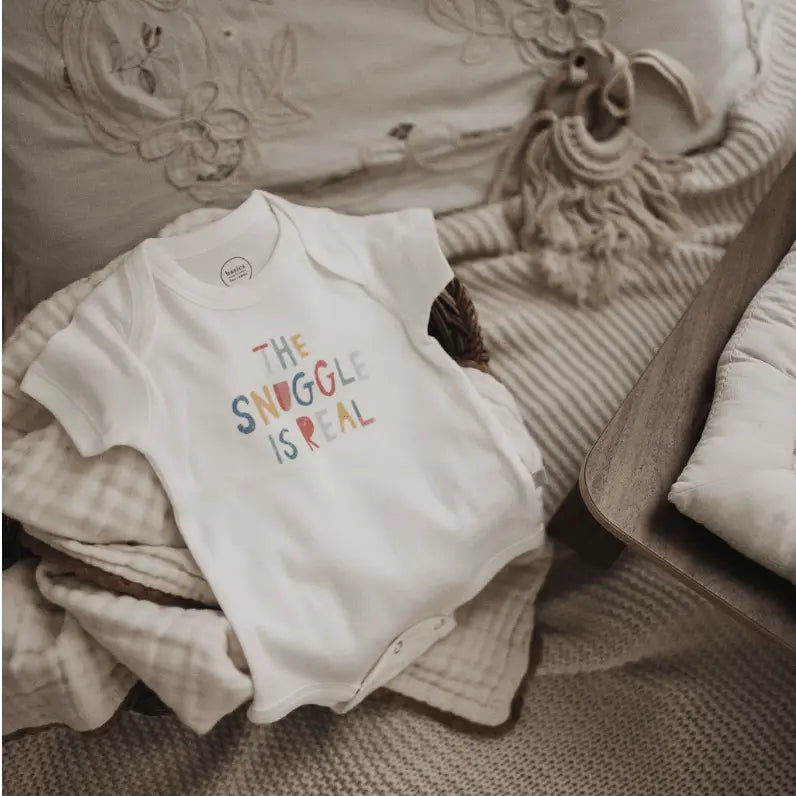 Snuggle Baby orgnaic graphic bodysuit | snuggle Finn + Emma