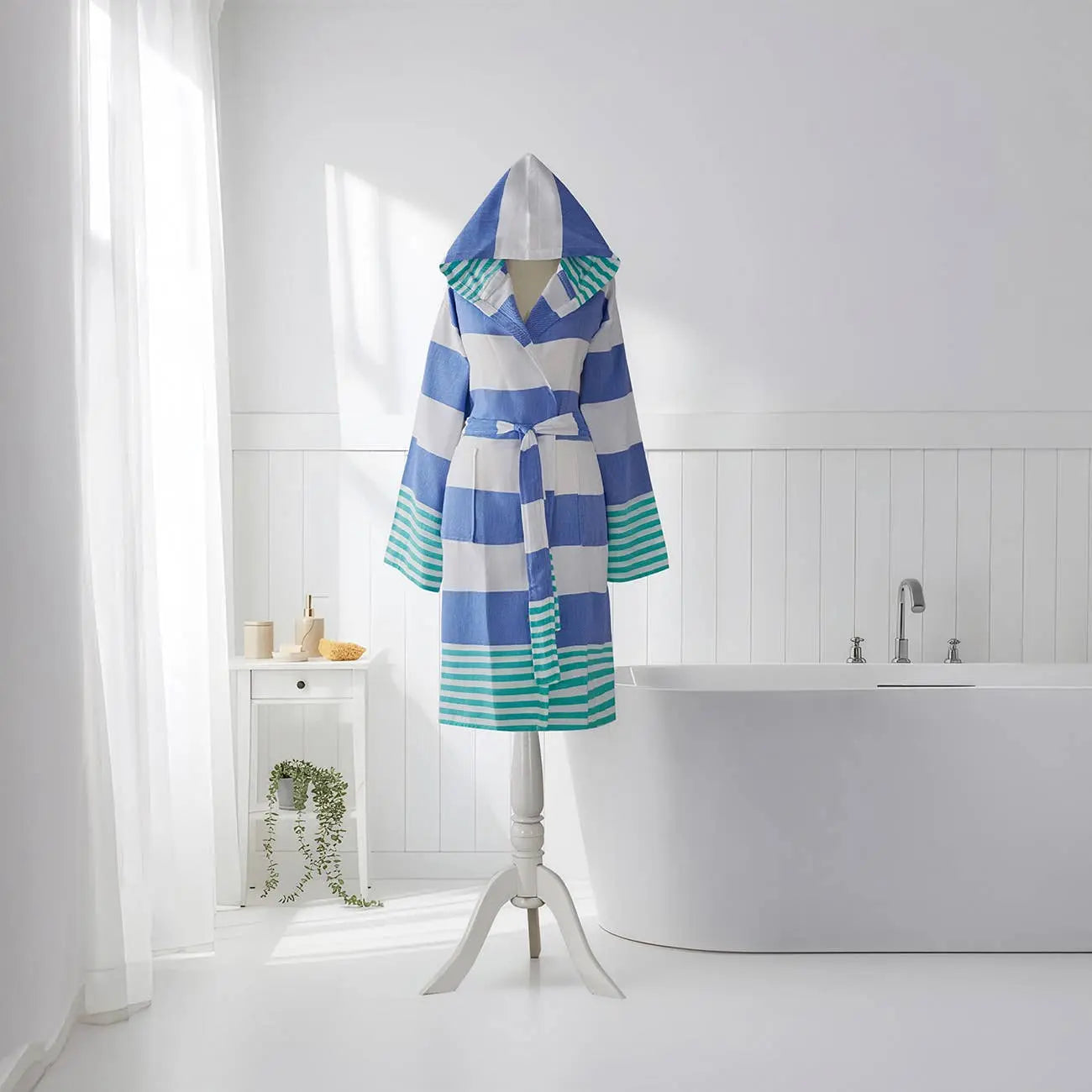 Bathrobe Turkish Cotton Light-Weight Summer with Hood Robe Kikoya