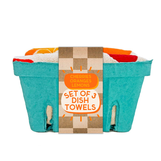 FRUIT STAND (Cherry, Orange, and Lemon)- Tea Towel Set of 3