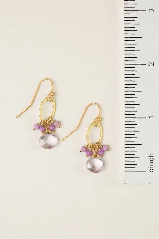 Wildflower Phosphosiderite With Amethyst Cluster Earrings Anne Vaughan Designs Jewelry