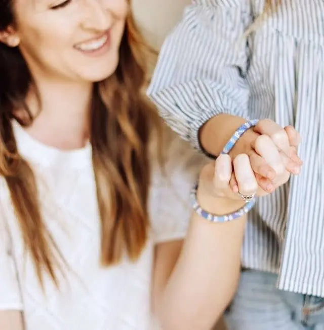 Mommy & Me Roll-On® Bracelets Aquamarine- Set of 2 Aid Through Trade