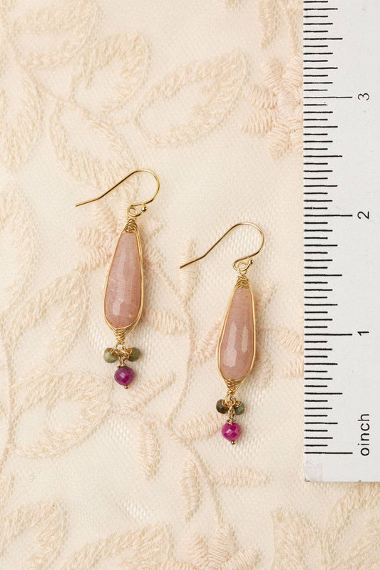 Gumdrop Moonstone, Ruby Herringbone Earrings Anne Vaughan Designs Jewelry