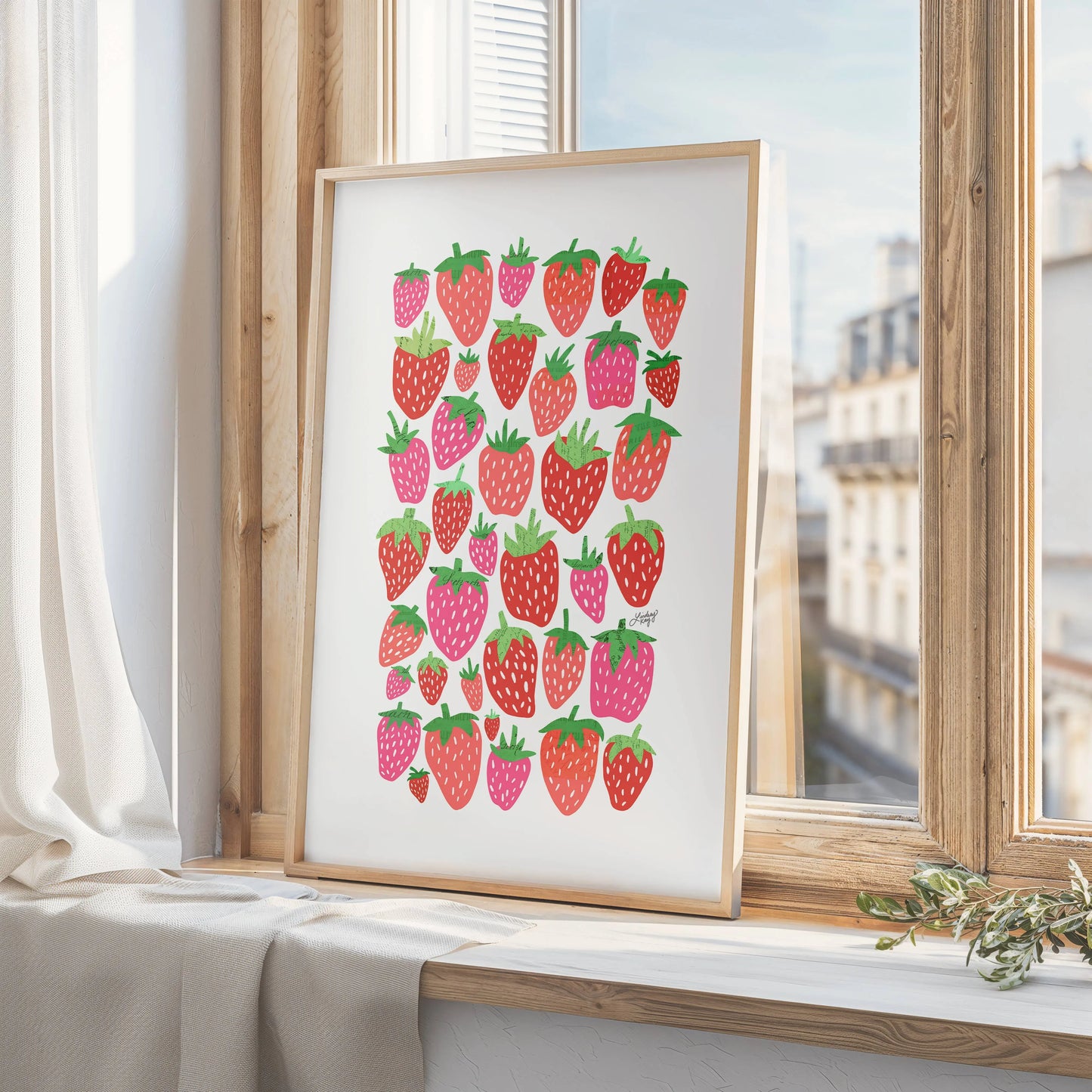 Strawberries Illustration Collage - Art Print Lindsey Kay Collective