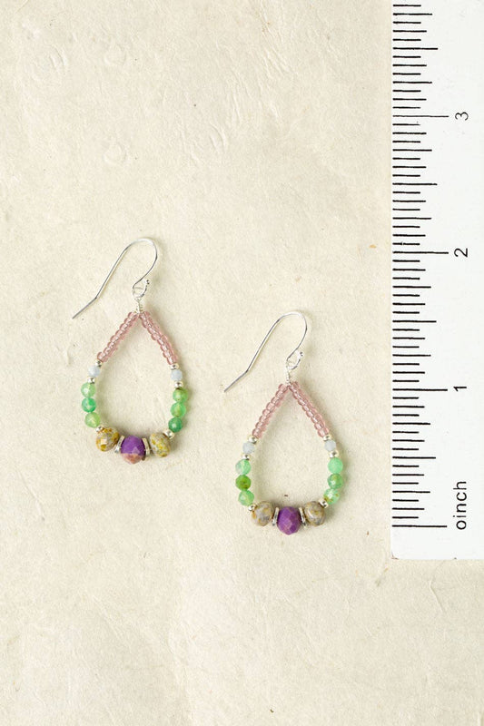 Cave Spring Phosphosiderite, Czech Glass, Chrysoprase Hoop Earrings