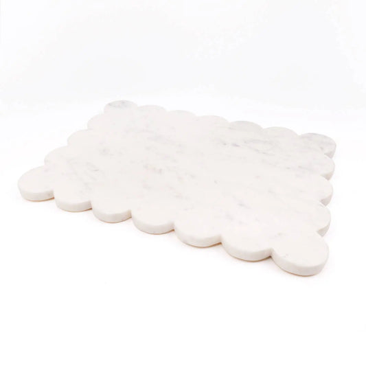 White Marble Scalloped Serving Board 8 Oak Lane