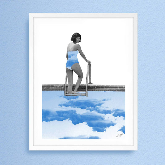 Swimming In The Clouds - Abstract Collage Art Print
