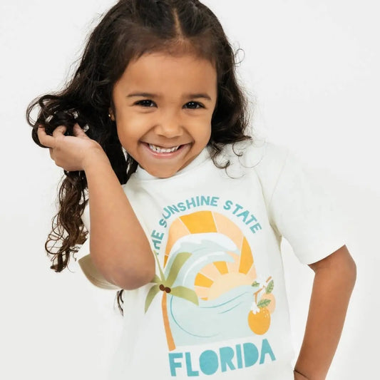 The Sunshine State Florida Souvenir Cotton Kids Tee Shirt Emerson and Friends
