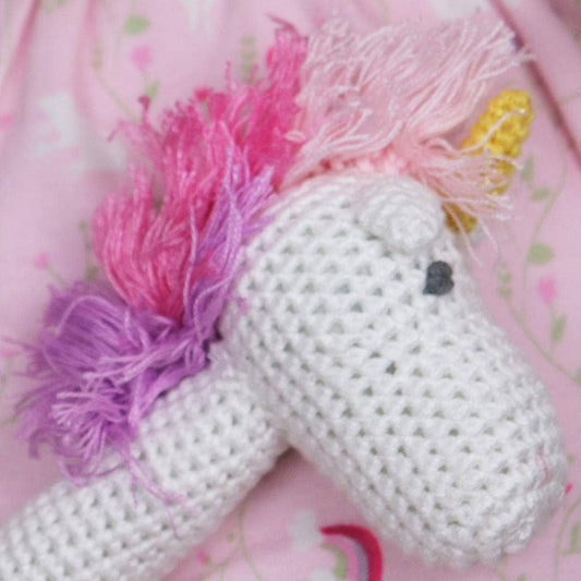 Unicorn Hand-Crochet Stick Rattle